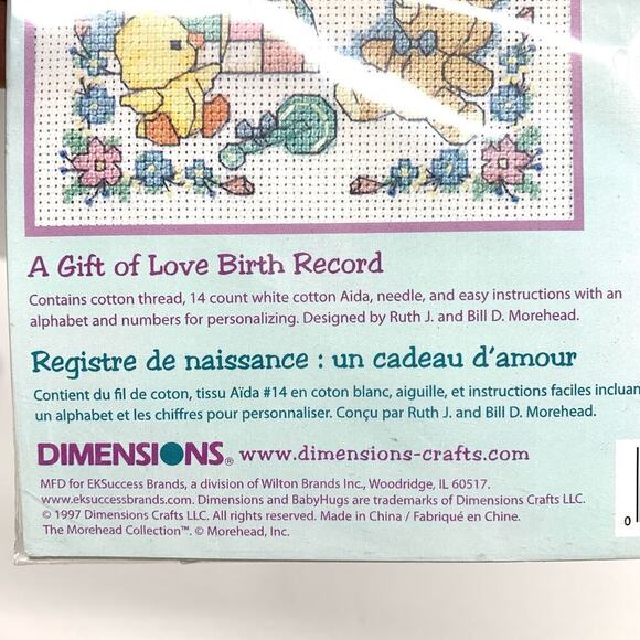 NOS Dimensions Cross Stitch Kit A Gift of Love Birth Record Factory Sealed - Picture 4 of 6